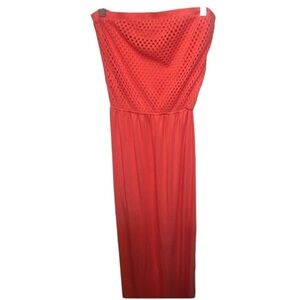 Tart  size Medium coral strapless Maxi lined with mini dress NWOT